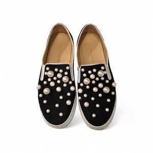 CHARLOTTE OLYMPIA Alex Pearl Embellished Sneakers In Black Size 40